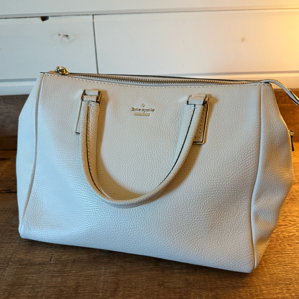Kate Spade Naomi Leather Satchel Soft Limestone – Gold Hardware